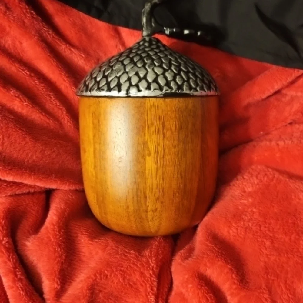 Large Wooden/pewter‎ Acorn Decor 8”H x 4.5”D Solid